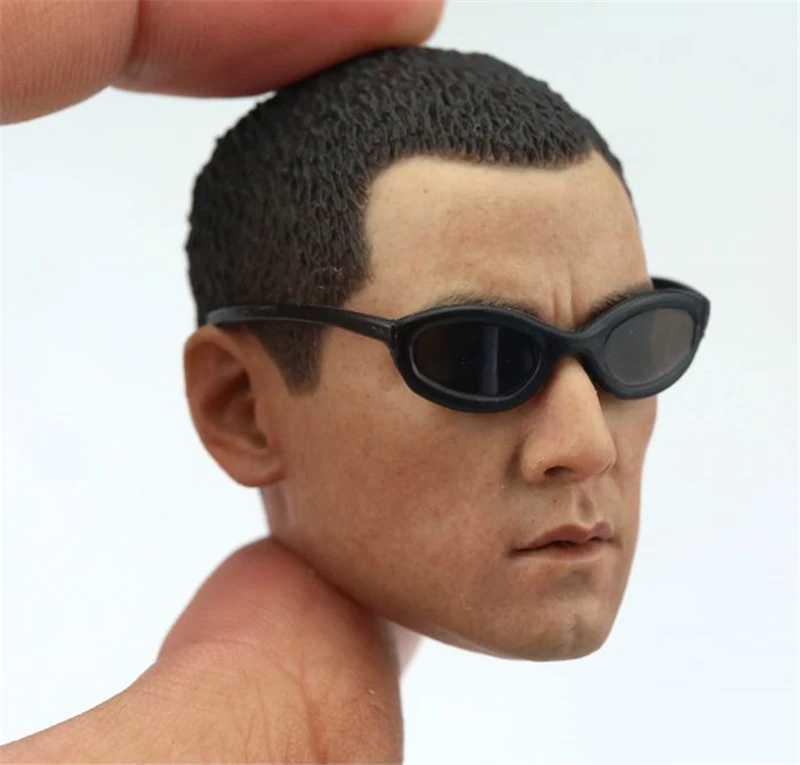 

1/6 Scale Soldier's Black Sunglasses Model for 12 Inches Action Figure Body Toys Doll with Large Head and Head Carving