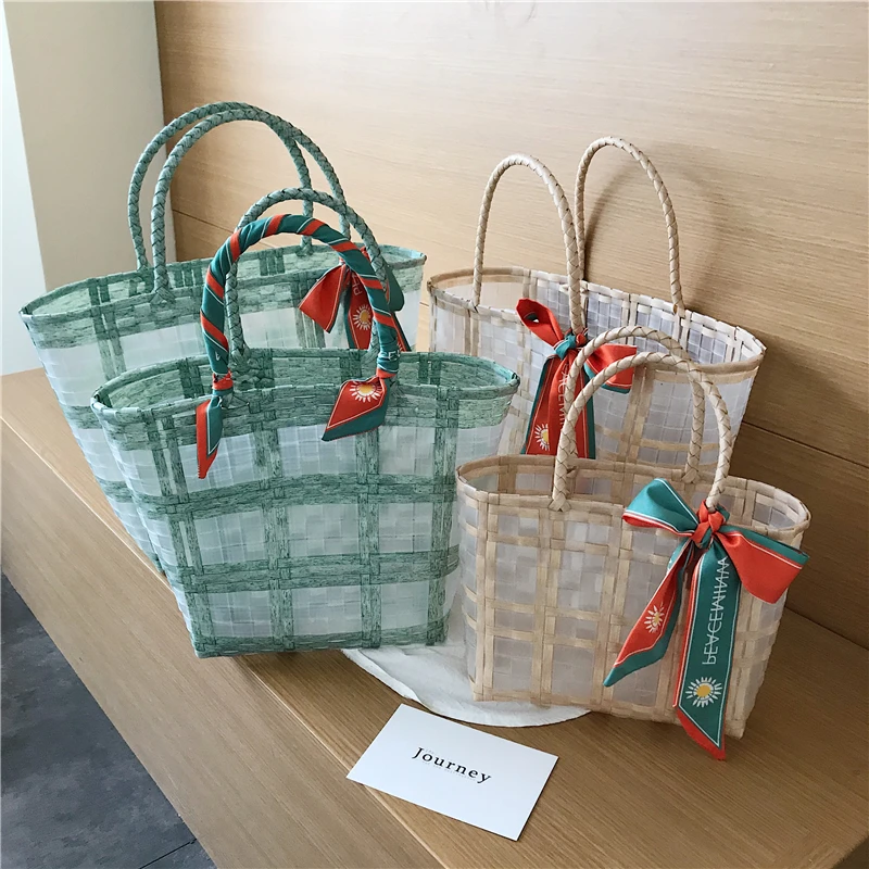 

High-quality Handmade Casual Woven Bags for Women 2021 Large Capacity Casual Ladies Tote Fashion Travel Handbag Sac A Main