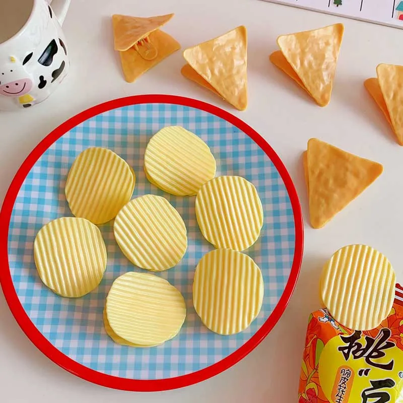 

Lovely Chips Sealing Clip Storage Clips Snacks Sealing Plastic Potato Chips Shape Clips Kawaii Household Kitchen Tools Supplies