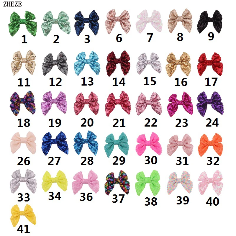 2Pcs/Set Trendy 3.5&quot Sequins Bows Hair Clip Glitter Hairpins Barrette Decoration Festival Party DIY Accessories For Girl |