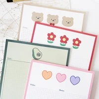 sixone 30 sheets cute cartoon bear floret avocado grid memo pad kawaii stickers student diary girl school note book stationery