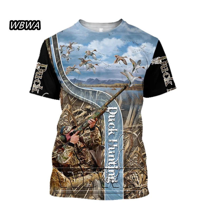 

2021 Casual Men's T Shirts Harajuku Short Sleeve Tee Camouflage Hunting Wild Duck Animal 3D Printed T-Shirt Summer Women Tops