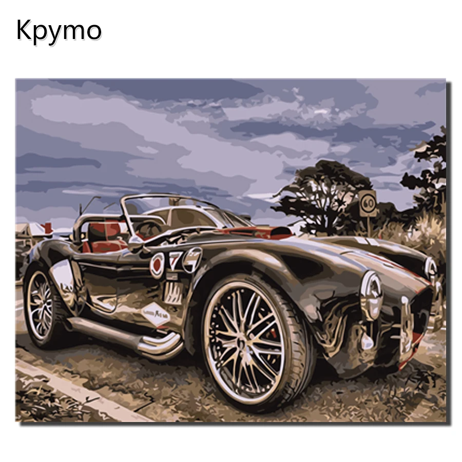 Kpymo DIY живопись по номерам Автомобиля Холст Painitng домашний настенный