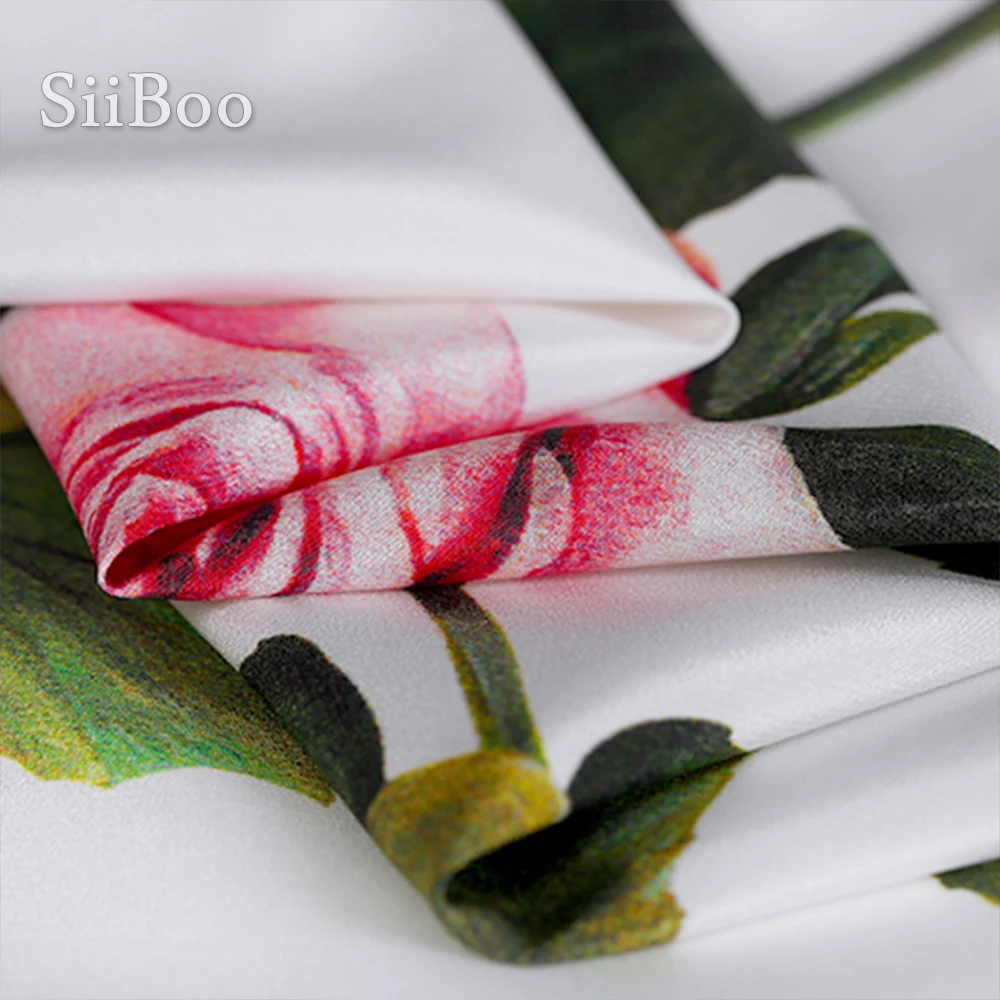 Женская рубашка из натурального шелка черно-белая летняя 16-18 мм с французским