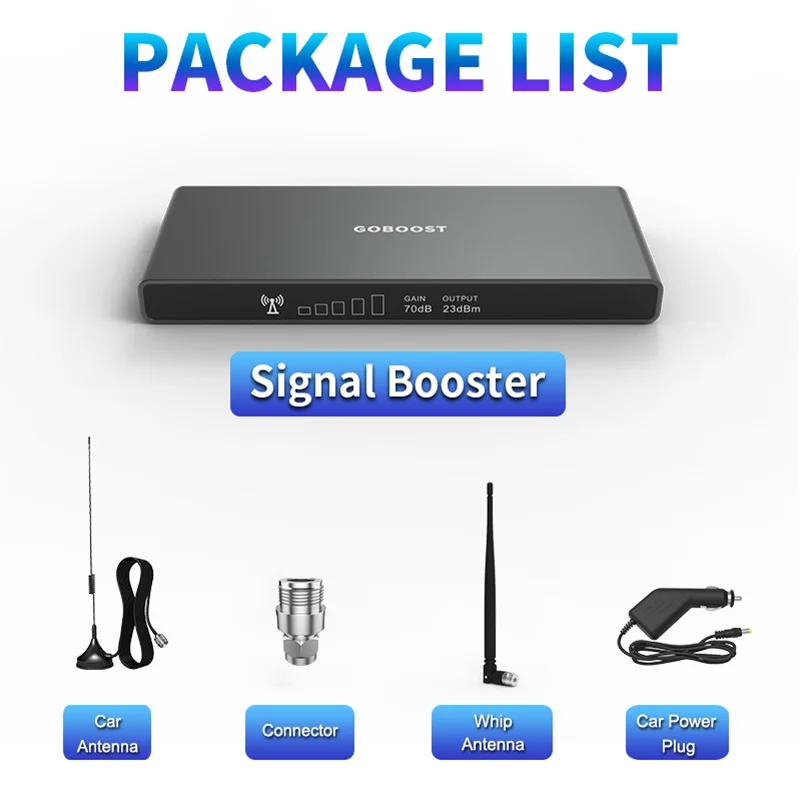 GOBOOST Signal Booster For Car Use 70dB Gain 2G+3G+4G Cellular Amplifier LTE 700 800 850 900 1800 2100 MHz Network Repeater Kit images - 6