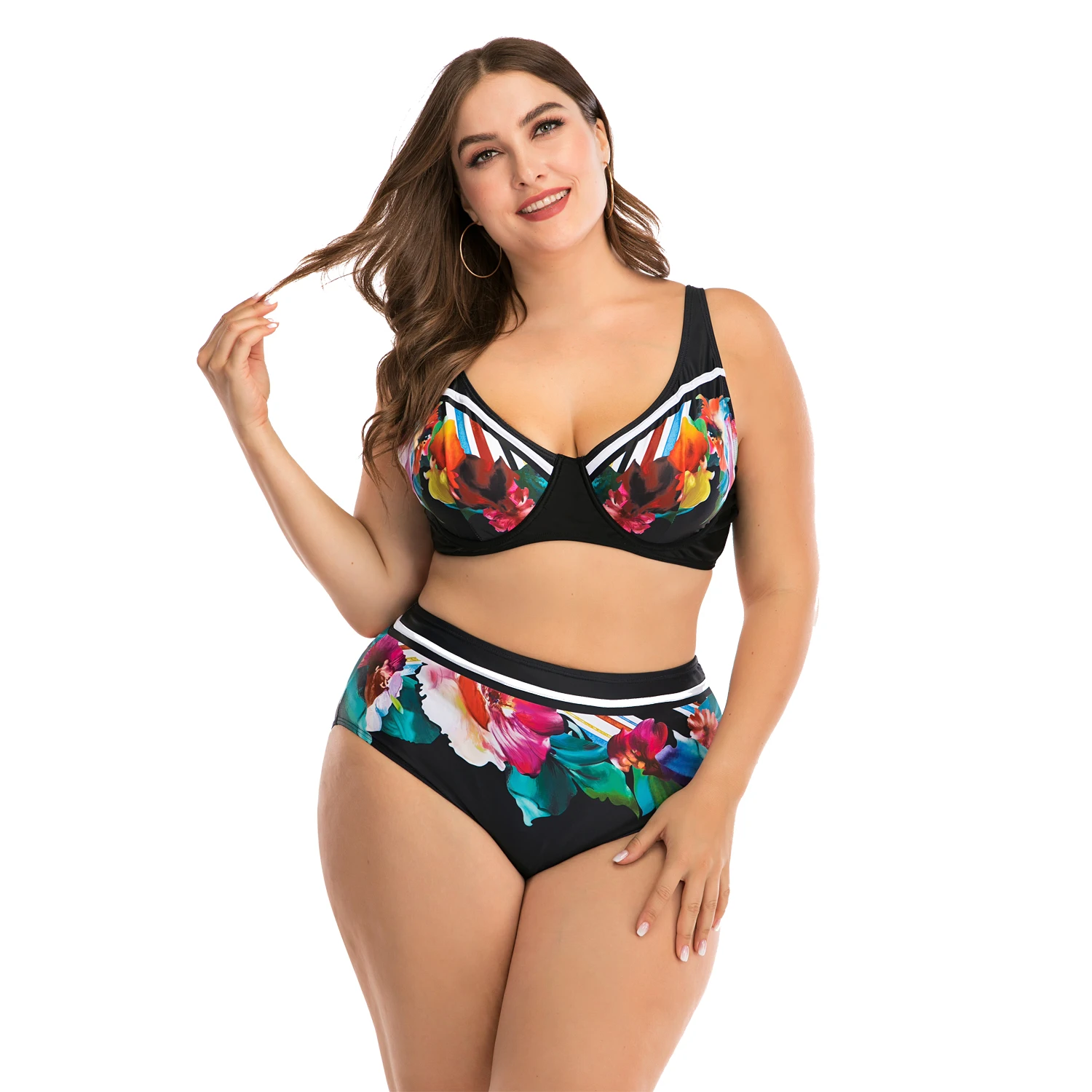Для женщин сексуальный размера плюс купальник бикини с цветочным принтом