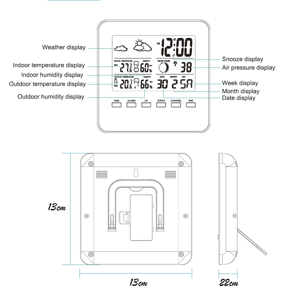 Цифровая метеостанция беспроводной уличный сенсорный термометр гигрометр