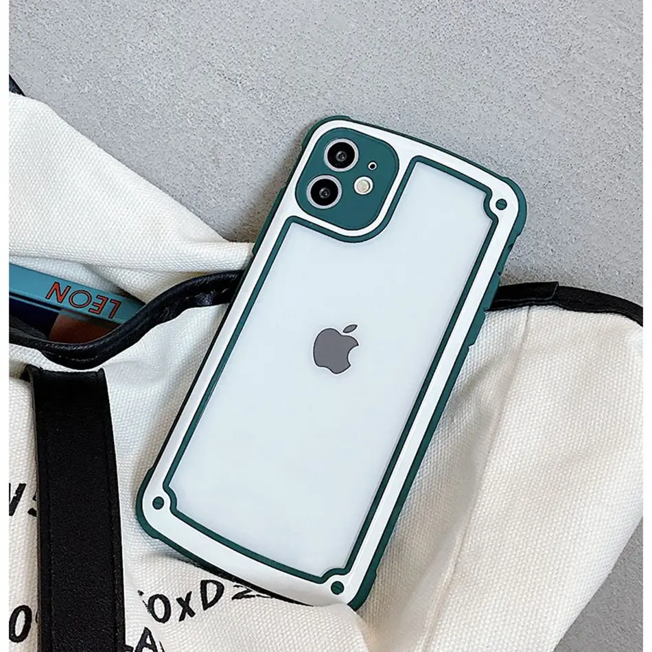 Фото Зеркальный чехол для камеры IPhone 11 Pro Max, силиконовый пластиковый прозрачный чехол конфетного цвета для IPhone SE 2020 XR XS Max 7 8 Plus, коробка №5