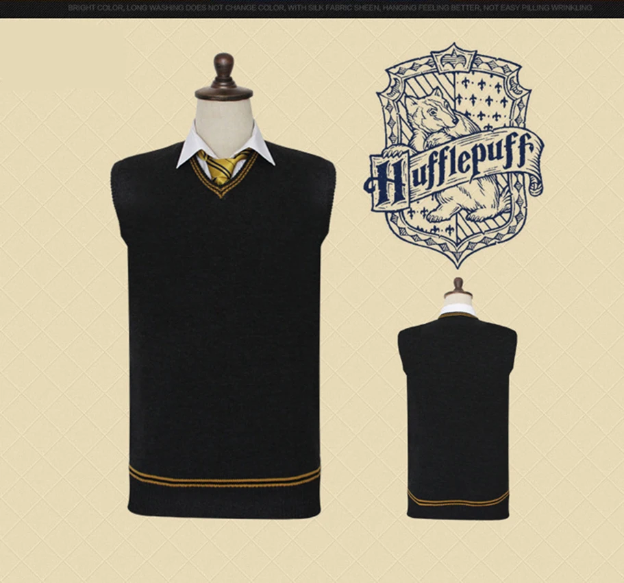 Свитер в стиле Гарри Поттера Gryffindor Slytherin Hufflepuff, свитер с v-образным вырезом, жилет, универсальная повседневная одежда Гермионы с галстуком, рождественский подарок
