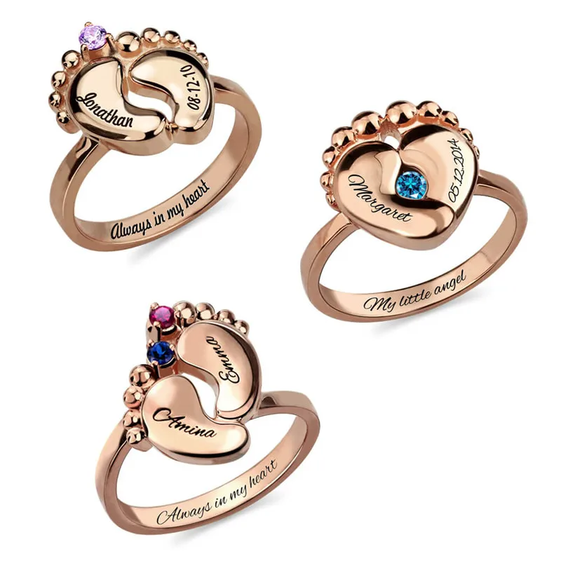 AILIN кольцо с гравировкой цвета белого золота для детей ювелирные изделия камнем