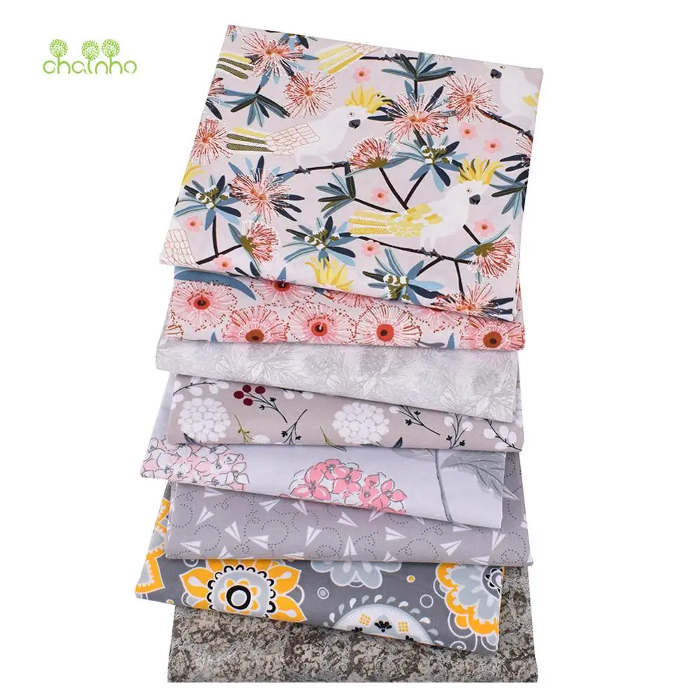 8 шт./лот простая хлопковая ткань Лоскутная Ткань серая серия ручной работы