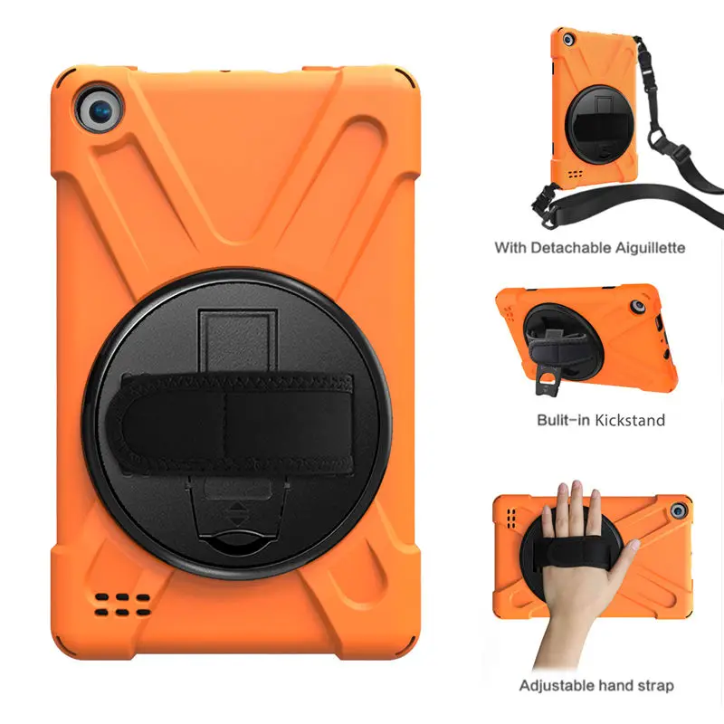 Orange Чехол для Amazon Kindle Fire 7 9th 7th Generation чехол для Fire 7 Funda противоударный сверхмощный с наручными ремнями - Цвет: Orange