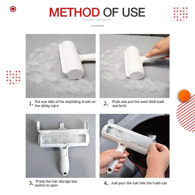 

2-Way Pet Hair Remover Roller Dog Cat Hair Cleaning Brush From Furniture Reusable Pet Fur Dust Remover Base Home Sofa Clothes