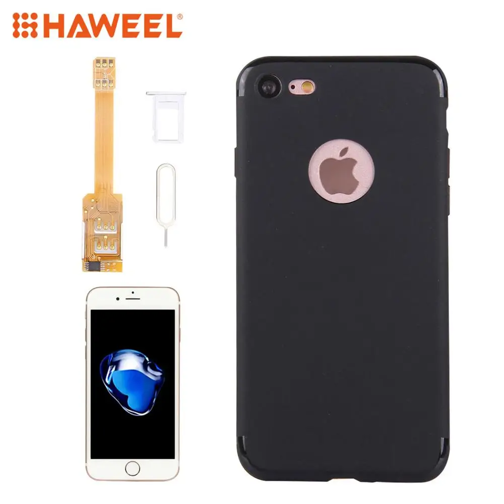 HAWEEL Kumishi для iPhone 7/X 2 в 1 адаптер двух SIM карт + задняя крышка из ТПУ с лотком/штырьком