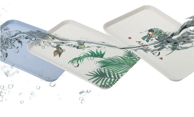 1 pcs Rectangle Fruit Bamboo Fiber Plates Storage Tray Family Dessert Dish Snack Dish Party Home Maintenance Tray Plate petisco