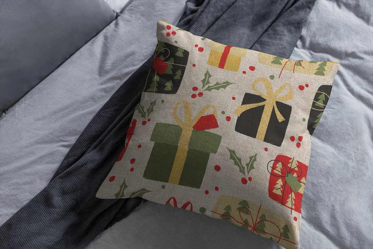Рождественский подарок Имбирная льняная квадратная наволочка украшение для