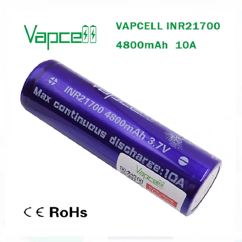 Перезаряжаемые литий-ионные батареи VapCell 21700 4800 мАч 10 А 48 г высокая емкость 3 7 в