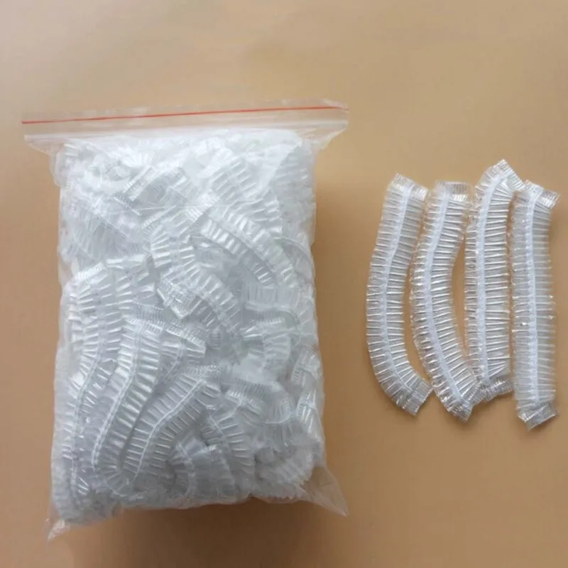 

50 Pcs/lot Disposable Shower Caps Hat Clear Spa Hair Salon Hotel One-Off Bathing Elastic Shower Cap Bathroom Products Bath Caps