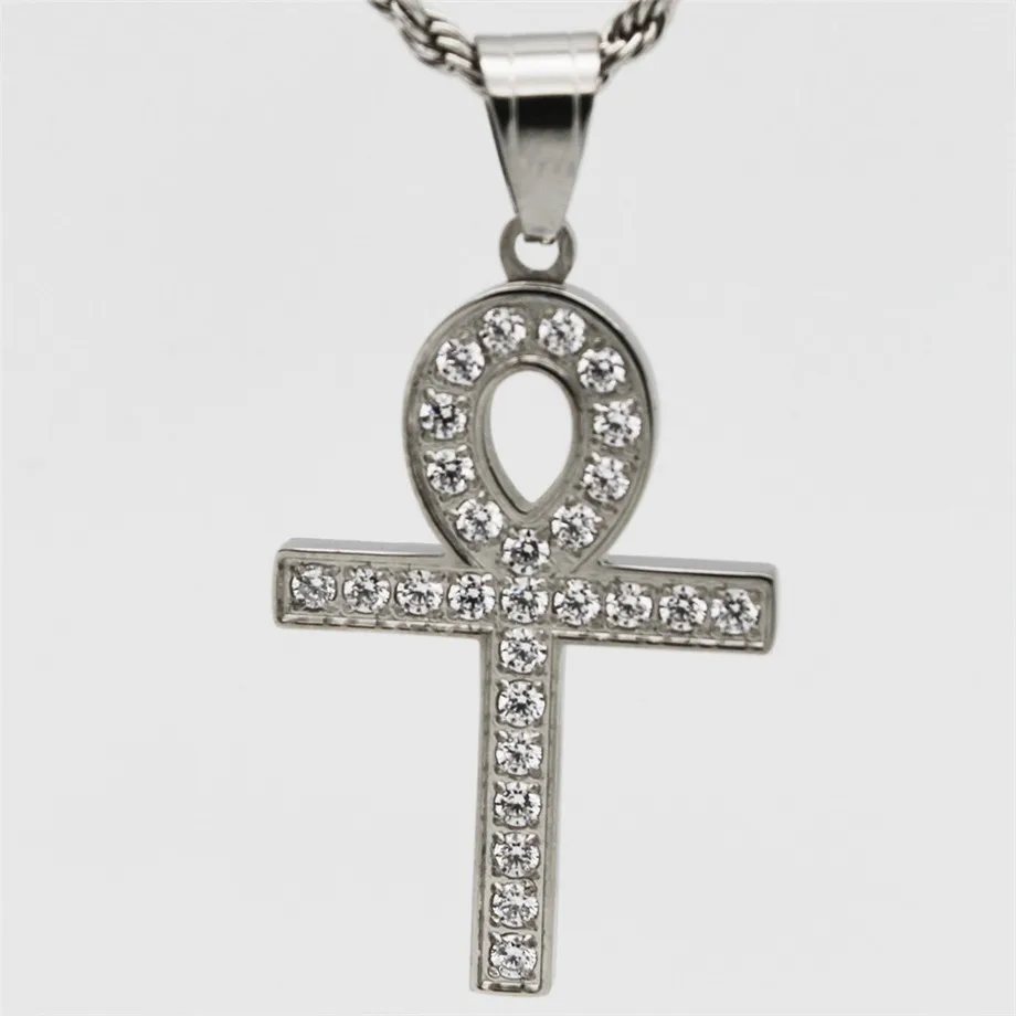 Египетский крест подвеска с фианитами для мужчин золотой цвет ключ жизни Ankh Шарм