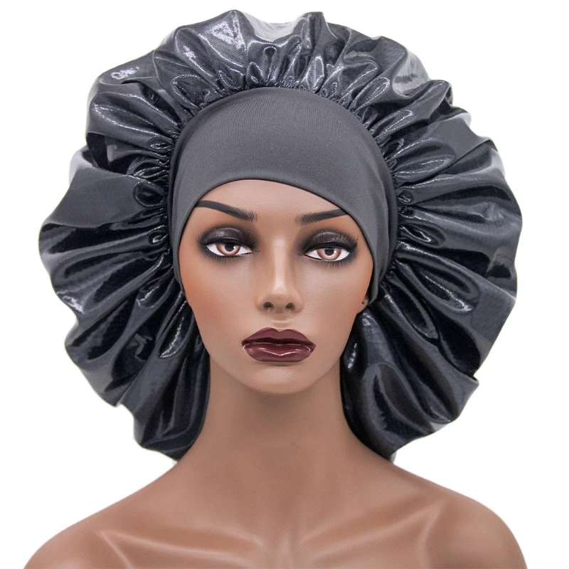 

Extra Large Bonnet Sleep Cap Wide Band Turban Night Hat Holographic Head Cover