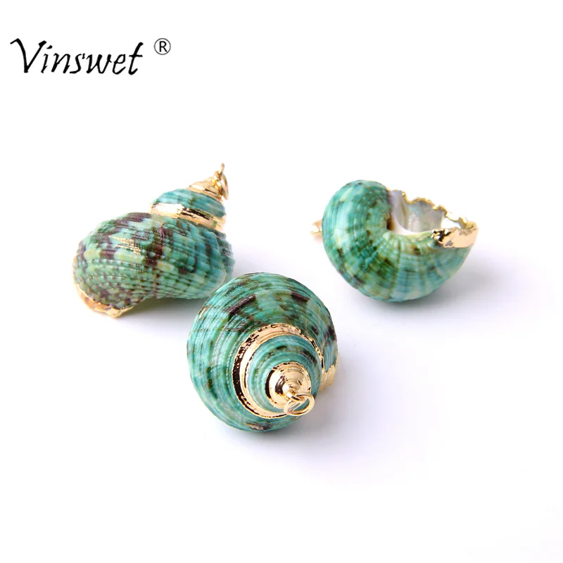 5 шт. случайные ювелирные изделия из ракушек натуральный зеленый раковины кулон с