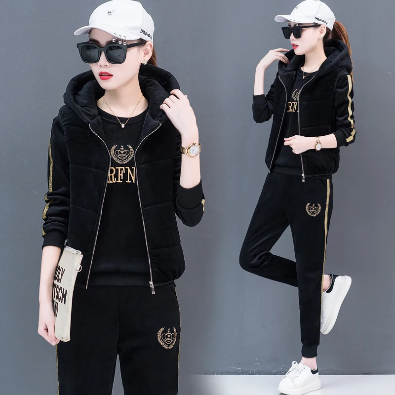 Женский спортивный костюм Зимняя коллекция 2021 года блестящая бархатная