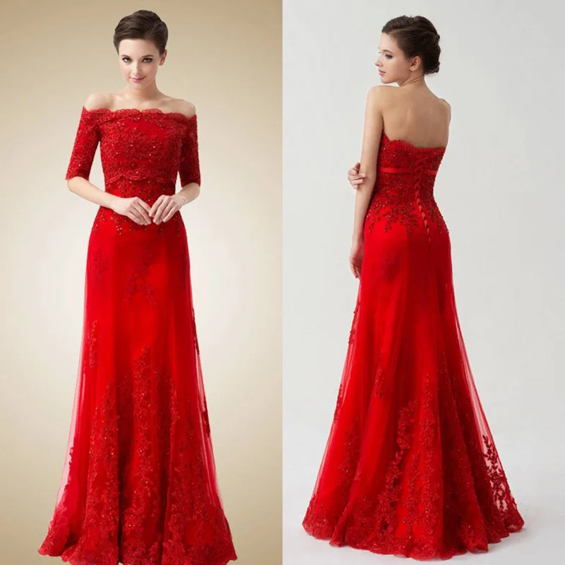 Новое поступление красные вечерние платья Русалочки для выпускного вечера с