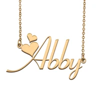abby name necklace personalised stainless steel women choker with gold plated alphabet letter pendant jewelry friends gift