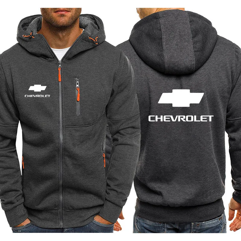 Мужские толстовки с капюшоном логотипом Chevrolet повседневные и длинным рукавом в