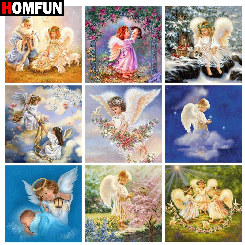 Алмазная 5d картина HOMFUN сделай сам мультяшный ангел детский цветок вышивка