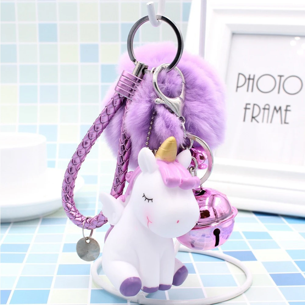Kawaii Плюшевый единорог меховой шарик плюшевый брелок сумка для животных Подвеска