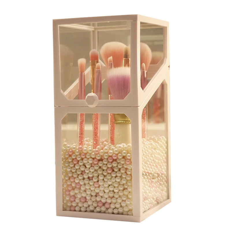 Прозрачный стеклянный пылезащитный органайзер для макияжа туалетный столик