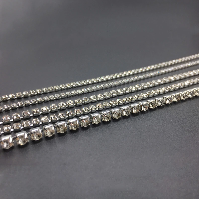1 метр Белый Кристалл Стразы Серебряная цепочка для DIY ювелирных изделий Ремесла