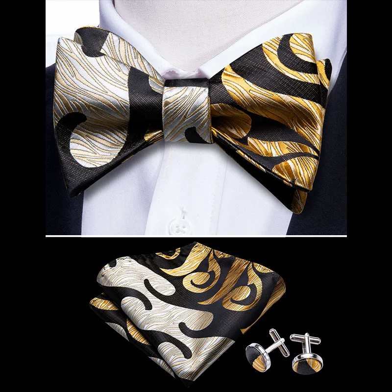 Мужские галстуки-бабочки самодельные для мужчин шелковые золотые запонки с