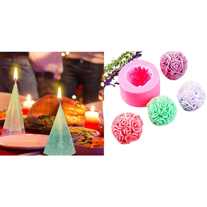 6 шт. форма: 4 набор форм для свечей Набор изготовления и 2 3D форма в виде розы мыла |