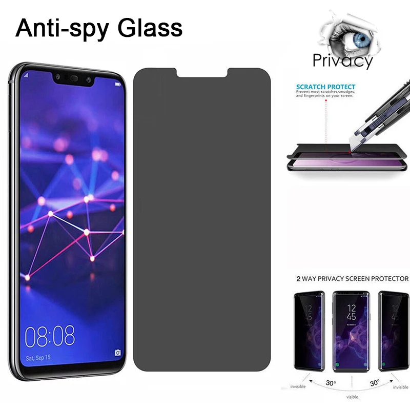 anti spy protective tempered glass for huawei p20 p30 p40 lite e 5g pro privacy screen protector for huawei p50 p10 plus glass free global shipping