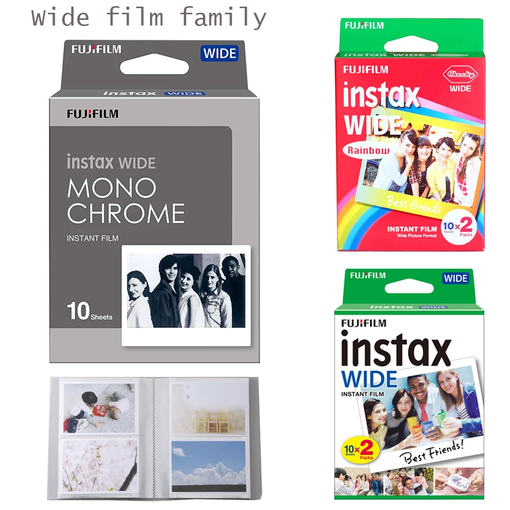 Подлинная Fujifilm Instax Wide фильм монохромный/белый/Радуга для Fuji мгновенный Polaroid Instax широкоугольный фотоаппарат 300/200/210/100/500AF