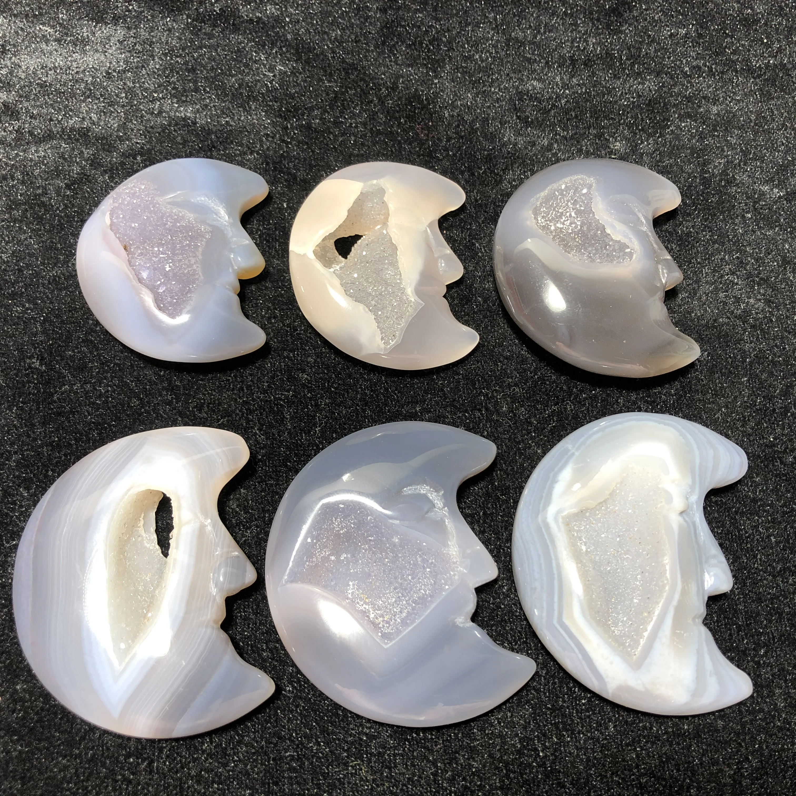 

Agate Druzy Moonface Feng Shui Chakra Healing Reiki Quartz Stone Home Decoration Stone Handicraft Decoration Carvings