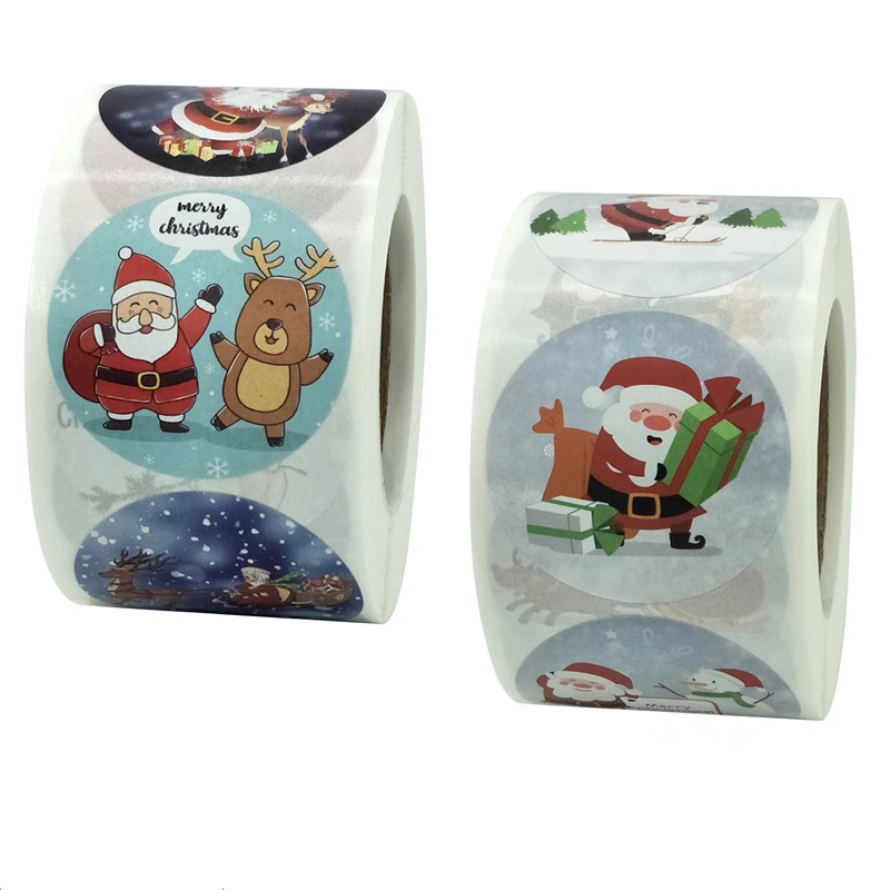 

500pcs/roll 1.5inch Christmas Sticker Round Envelope Baking Bag Seals Labels Merry Christmas Gift Package Decoration Sticker