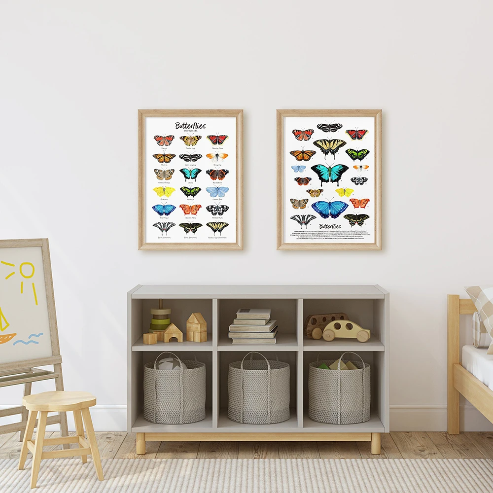 

Постер с изображением животных в виде бабочки, красочная настенная Картина на холсте, настенные картины для гостиной, классного класса, домашний декор