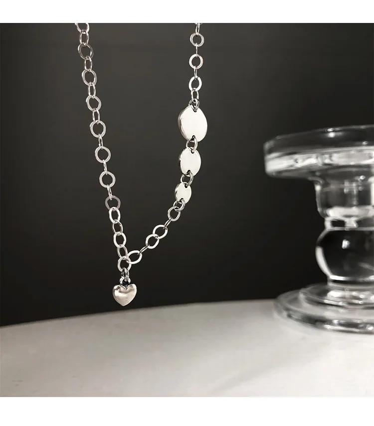 

Punk 925 Sterling Silver Round Bead Heart Shape Charm Pendant Necklace For Women Jewelry Choker Collar dz019