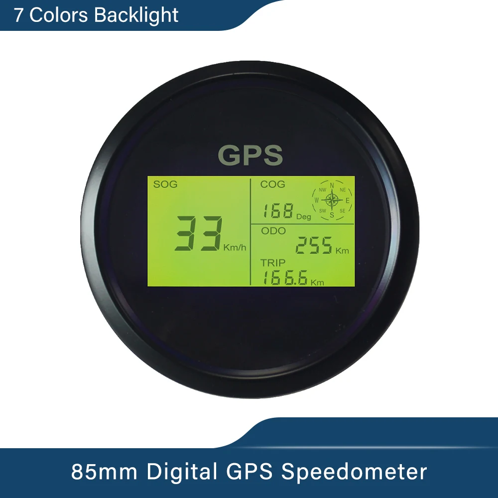 Универсальный цифровой GPS измеритель скорости 85 мм 7 цветов подсветка ЖК-дисплей