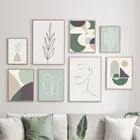 Плакаты и принты абстрактной формы с изображением девушек, Листьев, кактусов, настенные художественные картины, настенные картины для декора гостиной