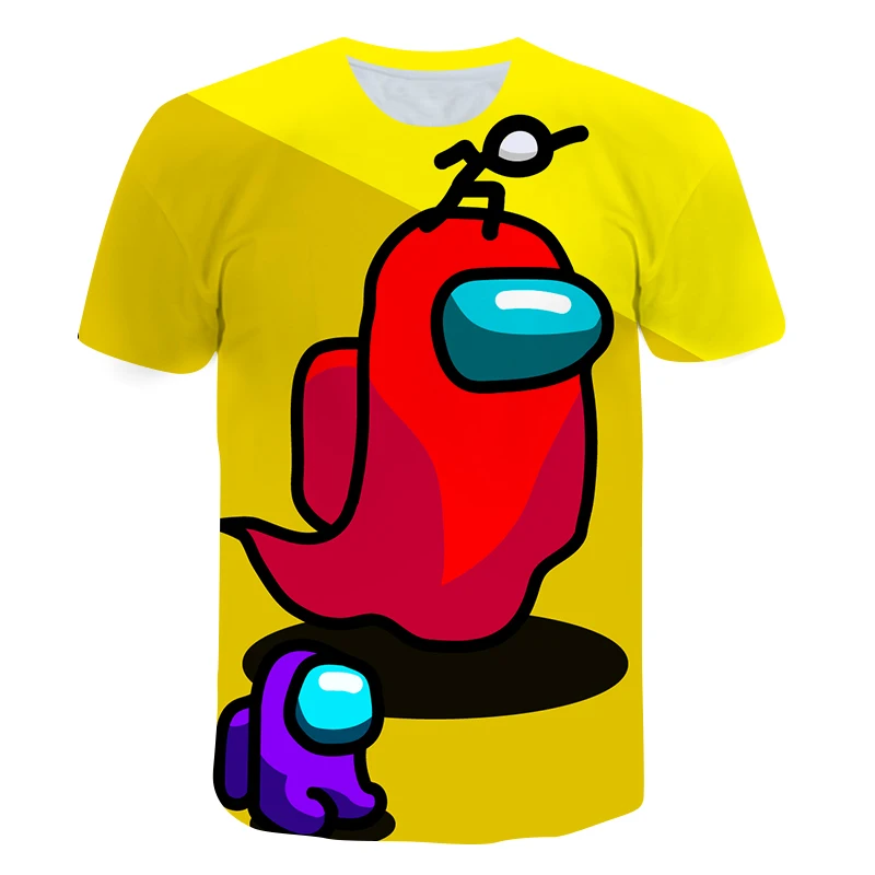 

2021 Summer New Children's T-shirt O-neck Among Us Impostor Cartoon Boys and Girls Tops Streetwear Casual Kids 3D T-shirts
