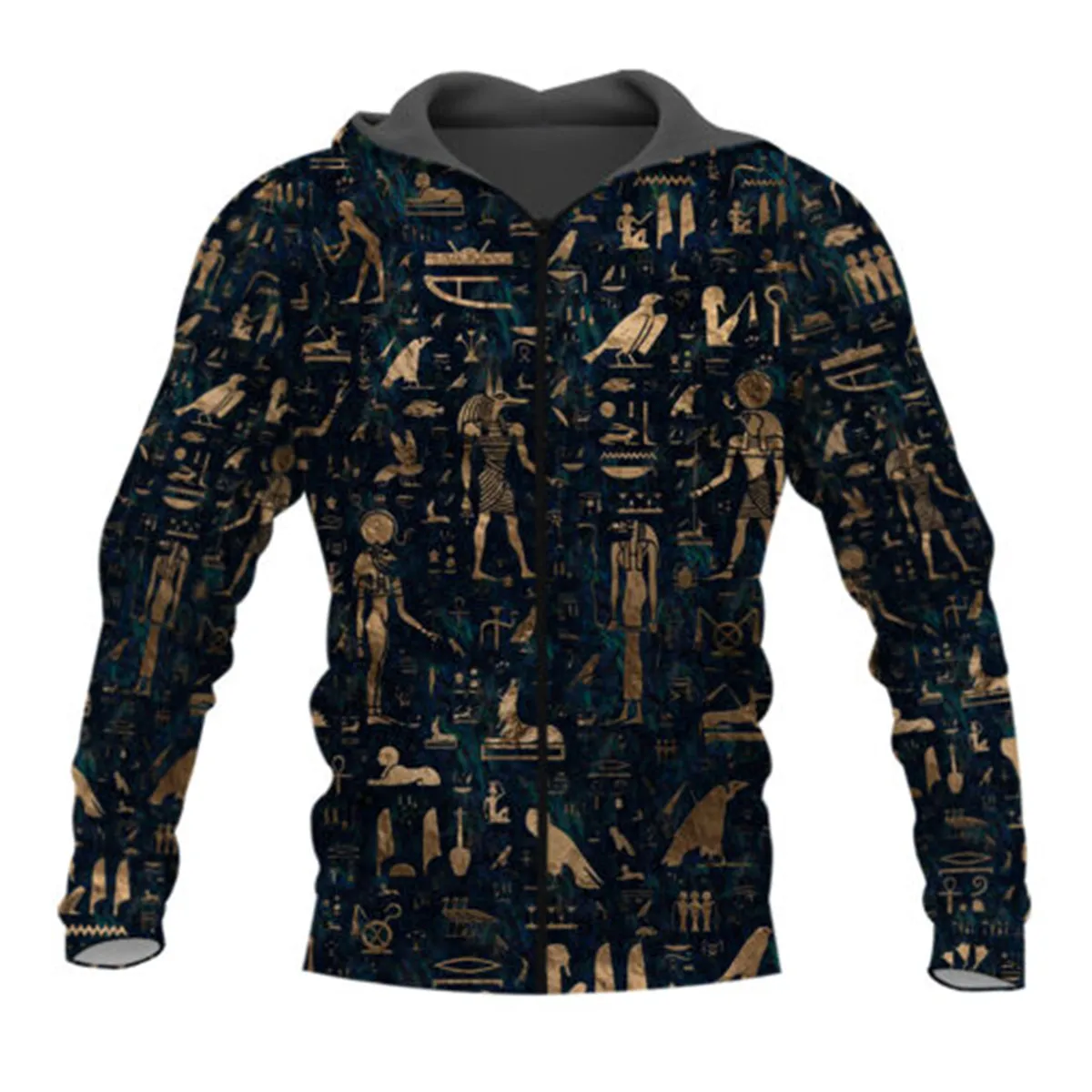 Худи с длинным рукавом на молнии принтом | Мужская одежда