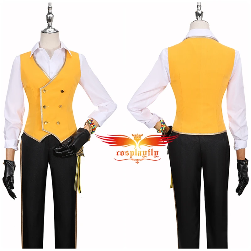 

Game Twisted-Wonderland Savanaclaw Leona Kingscholar Cosplay Costume Adult Men Women Outfits Yellow Vest Pants Shirt Bracelet