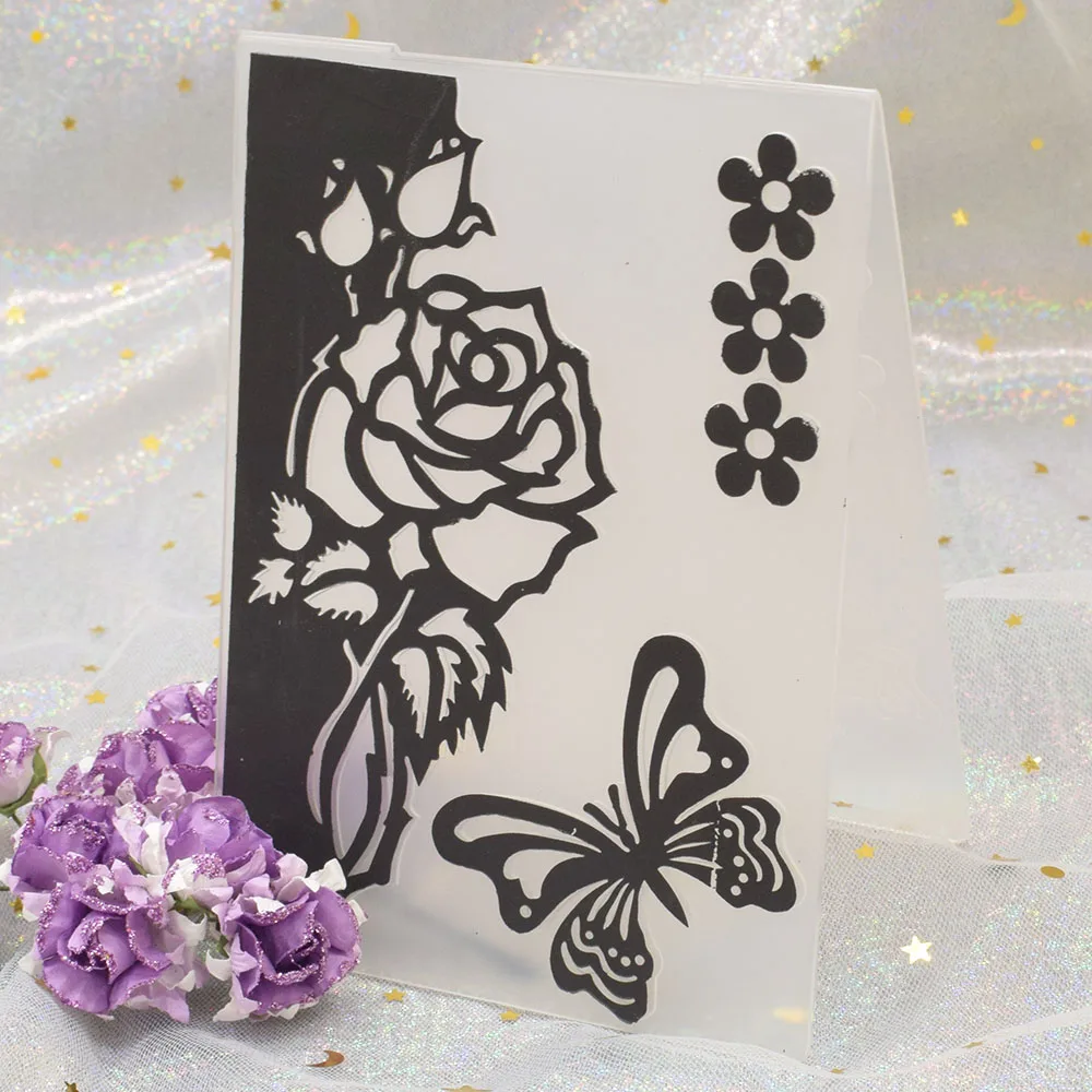 Пластиковый ремесленный шаблон цветы розы для скрапбукинга|Папки тиснения| |