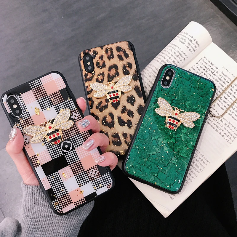VOZRO роскошный 3D Блестящий пчелиный чехол для телефона для iPhone 7 8 Plus X XR XS Max клей анти-осень для iPhone 11 Pro Max чехол