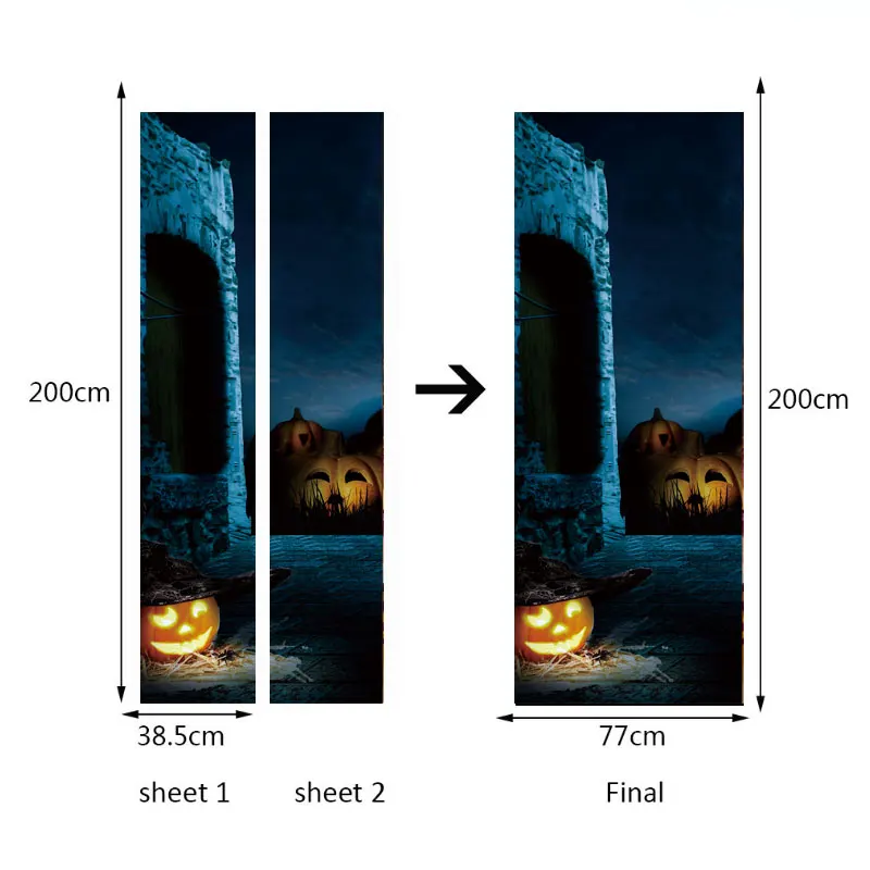 

Halloween night pumpkin wall stickers creative 3D door stickers personalized wooden door home decoration wall stickers decoratio