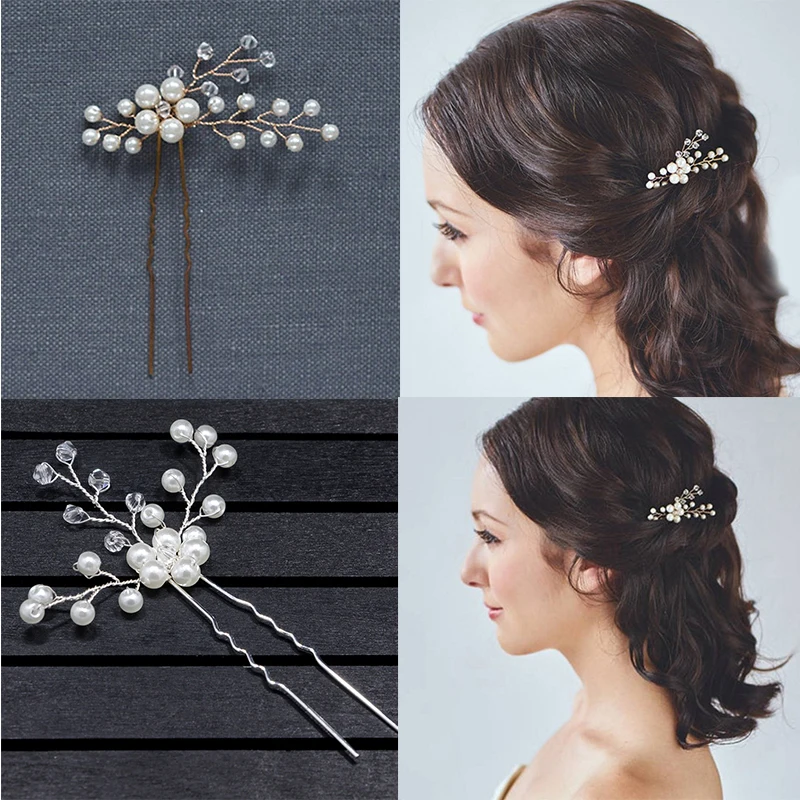 

1PC Hot Sale Elegant Bridal Pearl Handmade Flower Beautiful Crystal Hair Accessories Wedding Hair Pins Bridesmaid Bridal Decor